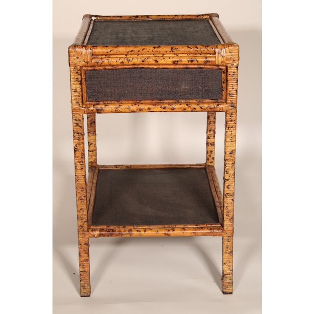 Pair of Aesthetic Movement Style Rattan, Metal and Canvas Side Tables For Sale In Los Angeles - Image 6 of 13
