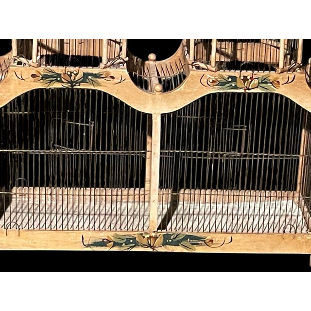 Vintage Victorian Double Spire Bamboo Bird Cage For Sale - Image 4 of 9