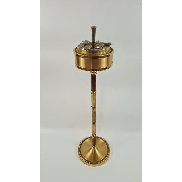 Hollywood Regency Standing Ashtray in Gold Brass, 1950s For Sale - Image 10 of 11