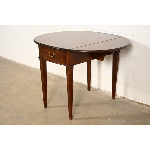 Ethan Allen Georgian Cherry Wood Drop Leaf Pembroke Side Table, Circa 1970s For Sale - Image 13 of 16
