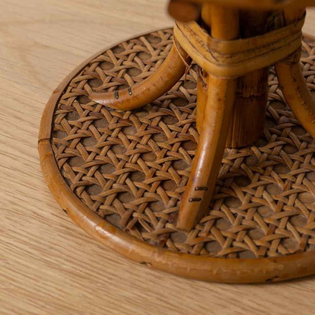 Brown 1960s Pair of Italian Cane and Bamboo Table Lamps For Sale - Image 8 of 11