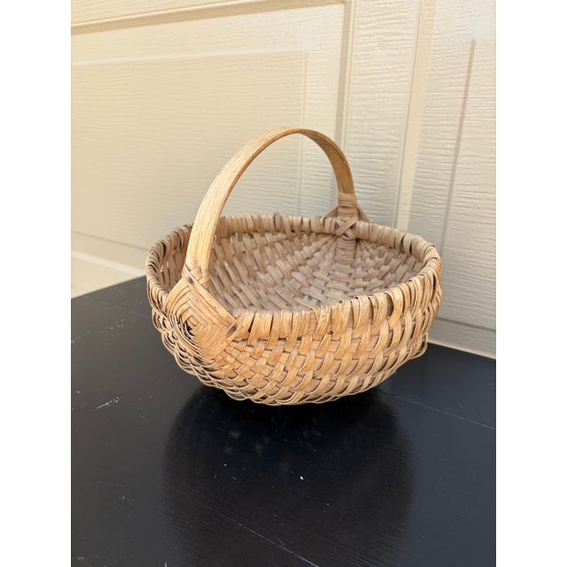 Antique American Splint Oak Basket With Handled Form, Late 19th Century For Sale - Image 10 of 13