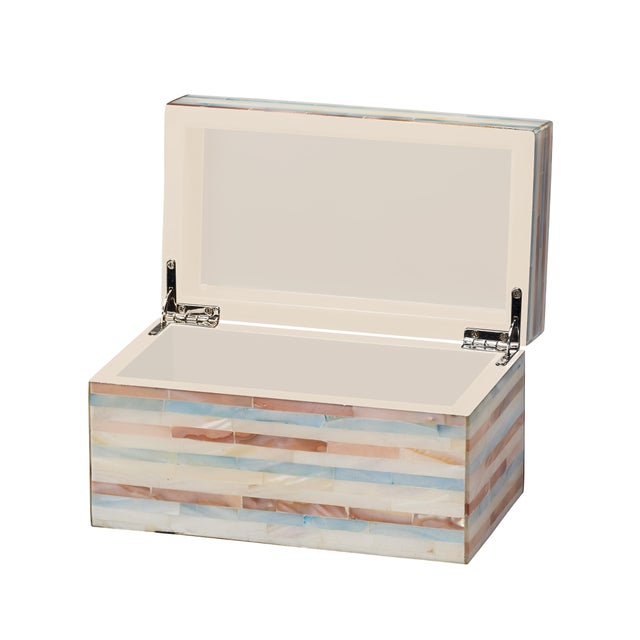 2020s Jamie Young Roosevelt Blue Mother of Pearl Decorative Box, Small For Sale - Image 5 of 5