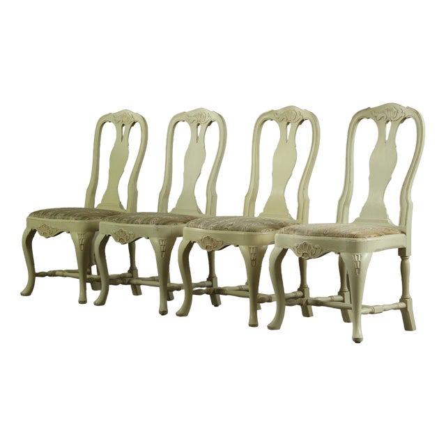 Vintage Louis XV Swedish Rococo Conservatory Chairs, 1900s, Set of 4 For Sale