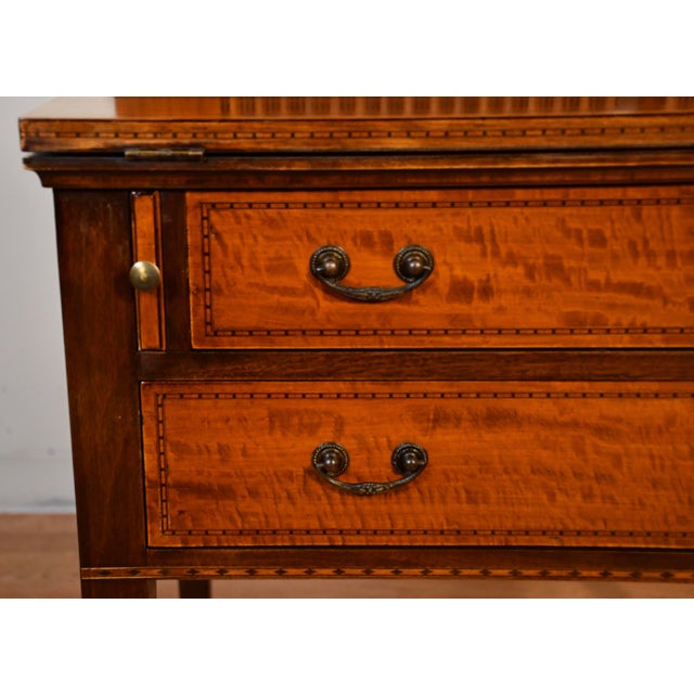 1900 - 1909 1900s English Hepplewhite Mahogany Inlaid Secretary / Tambour Writing Desk For Sale - Image 5 of 18