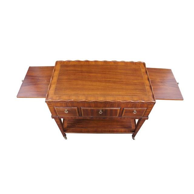 Traditional Alfonso Marina Georgian Style Inlaid Wood Buffet Dry Bar Cart Serving Table For Sale - Image 3 of 12