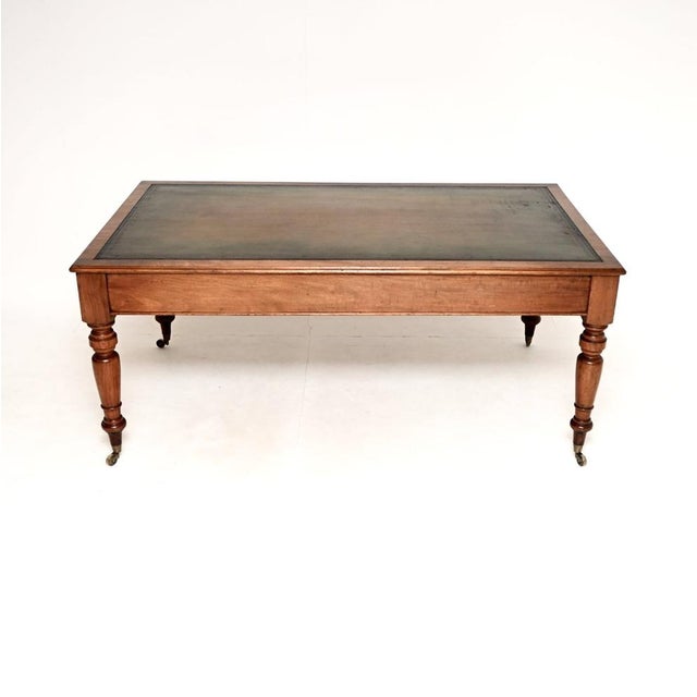 Large Antique Victorian Walnut Library Table, 1860 For Sale - Image 6 of 14