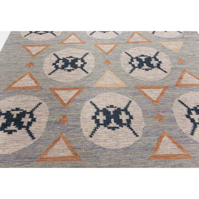 Modern Flat Weave rug by Doris Leslie Blau Size: 6'0" × 9'0" (182 × 274 cm) Color: Beige, Blue, Gray, Yellow. A...