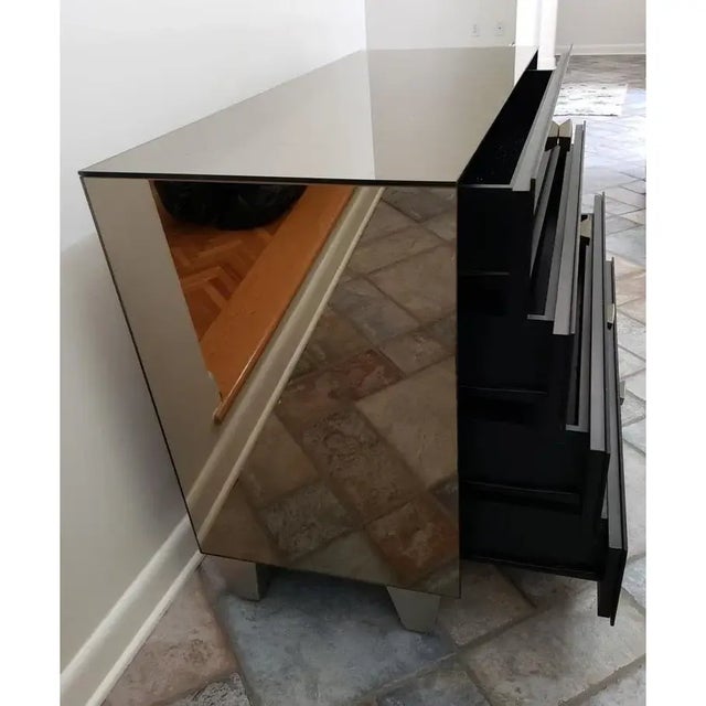 Silver Contemporary Bronze Smoked Mirrored Four-Drawer Chest For Sale - Image 8 of 10