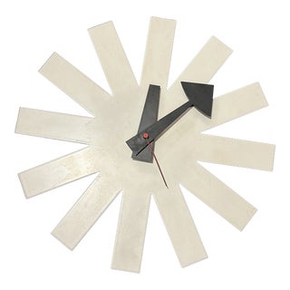 Howard Miller White Asterisk Clock Mid Century For Sale