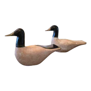 Vintage Maitland-Smith Marble Tessellated Ducks- a Pair