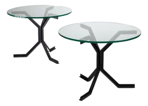 20th Century Iron and Glass Side Tables, Set of 2