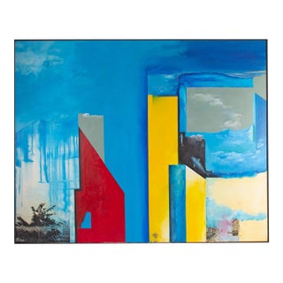 1999 Abstract Mixed Media Painting and Collage on Canvas by Anthony Louis Popcheff For Sale
