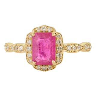 VRJewels 14k Solid Gold Natural Ruby Diamond Statement Ring Size 5.5 For Sale