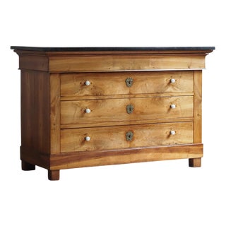 Antique Louis-Philippe Chest of Drawers with Black Marble Top, 1850 For Sale