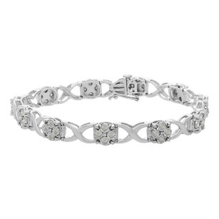 Sterling Silver Rose-Cut Diamond Love Locks Link Bracelet (1.00cttw,I-J color,I3-Promo clarity) For Sale