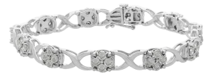 Sterling Silver Rose-Cut Diamond Love Locks Link Bracelet (1.00cttw,I-J color,I3-Promo clarity)