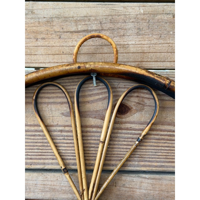 Vintage Boho Coastal Burnt Bamboo Two Tiered Sculptural Wall Shelves For Sale - Image 4 of 12