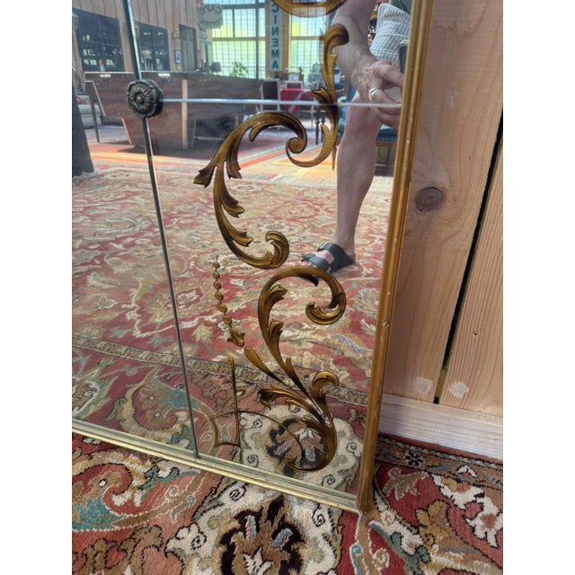 Large Venetian Art Nouveau style vertical mirror (230 x 110 cm, 60 kg). Composed of several assembled mirrored glass...