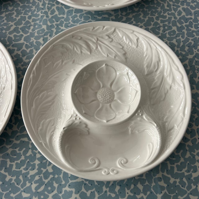 French Vintage French White Ceramic Artichoke Plates - Set of 4 For Sale - Image 3 of 9
