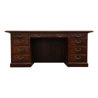 Kimball Furniture Solid Cherry Traditional Style 72" Executive Office Desk For Sale