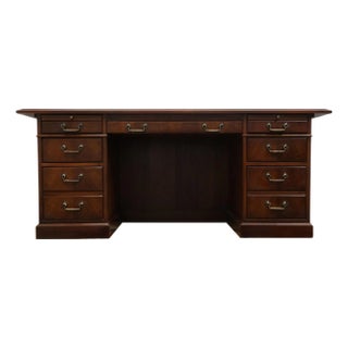 Late 20th Century Kimball Furniture Solid Cherry Traditional Style 72" Executive Office Desk For Sale