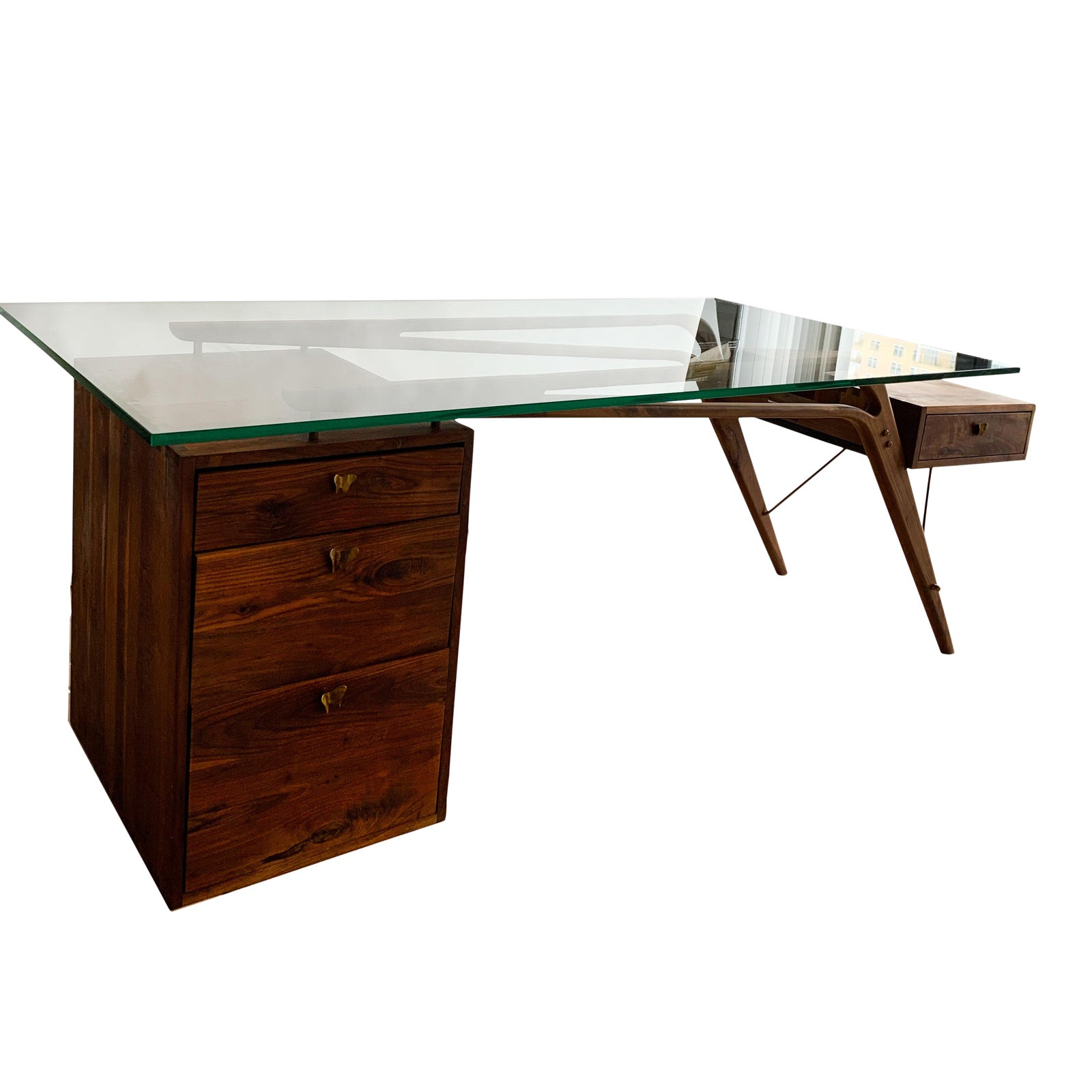 MidCentury Modern Jetson Glass Top Writing Desk Chairish