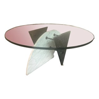 Marble and Glass Coffee Table, 1980s For Sale