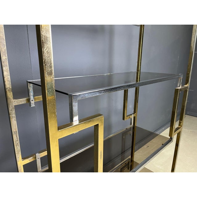 Vintage Brass and Chrome Wall Unit, 1970s For Sale - Image 6 of 14