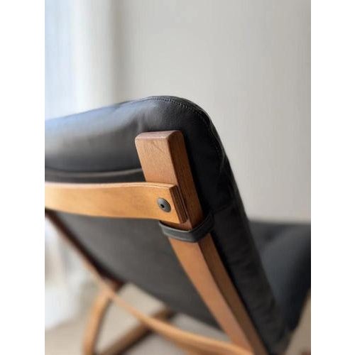 Mid-Century Modern Plywood Chair in Black Leather, 1970s For Sale - Image 6 of 11
