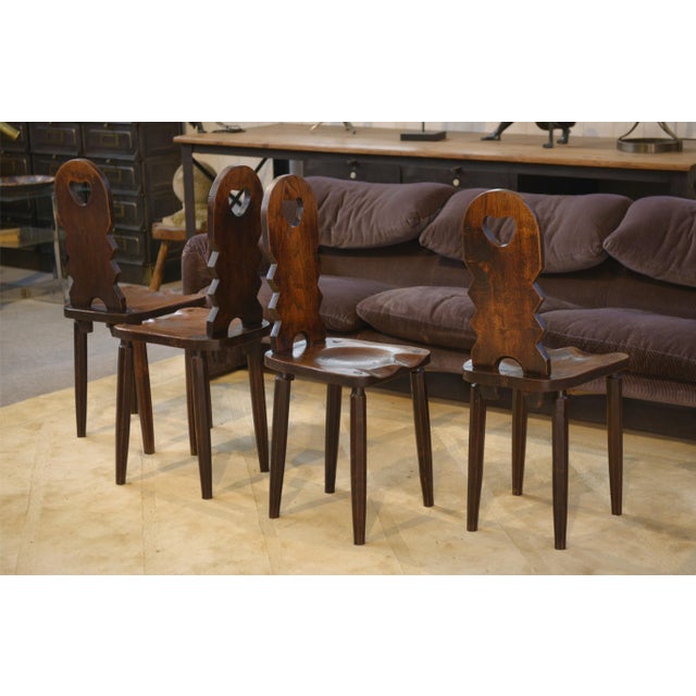 Brutalist Oak Chairs, 1950s, Set of 4 For Sale - Image 13 of 16