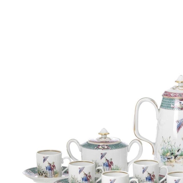 Porcelain - Lady with Parasol Coffee Service - Vista Alegre. Made of porcelain from the Vista Alegre factory; polychrome...