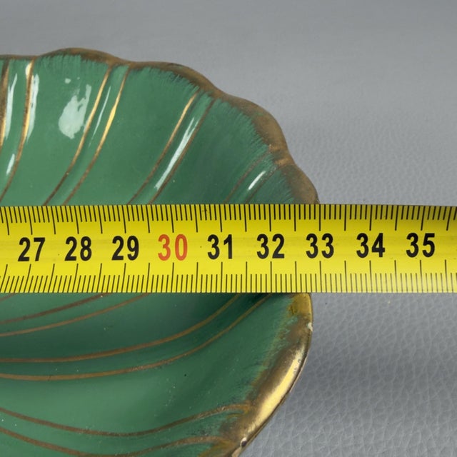 Green Gold Shell Artistic Majolica Centerpiece by CAT G.T, 1960s For Sale - Image 10 of 12