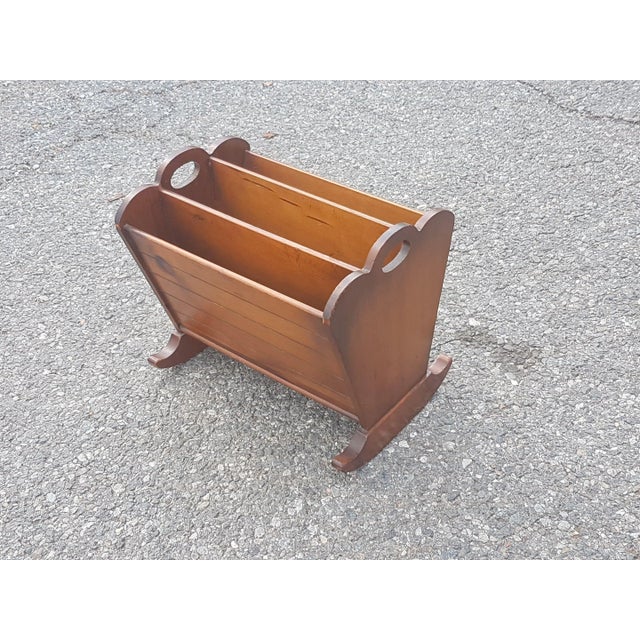Mid 20th Century Wonderful Midcentury Solid Wood Magazine/Newspaper Rack For Sale - Image 4 of 8