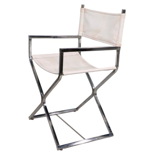 Mid 20th Century Hollywood Regency Chrome and Vinyl Directors Chairs In For Sale - Image 17 of 18