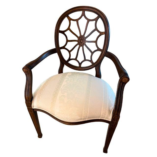 1990s Ethan Allen, Hepplewhite-Style Spider Back Armchair For Sale - Image 17 of 18