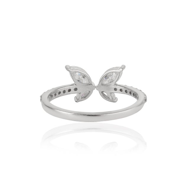 Four Stone Marquise Cut Moissanite Butterfly Cocktail Ring in 925 Silver Size 6 For Sale - Image 6 of 15