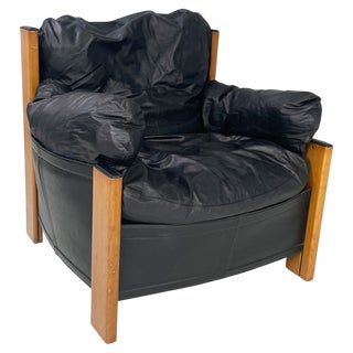 Italian Modern Black Armchair by Afra and Tobia Scarp for Maxalto, 1970s For Sale