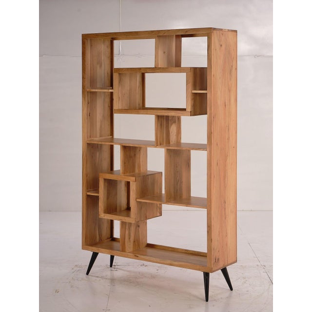 Transitional Jarira Wooden Brown Tall Display by Loomlan For Sale - Image 3 of 4