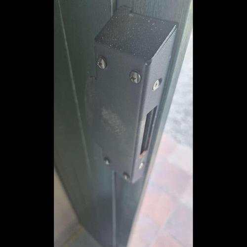 Double Leaf External PVC Door in Green with Lock For Sale - Image 6 of 8