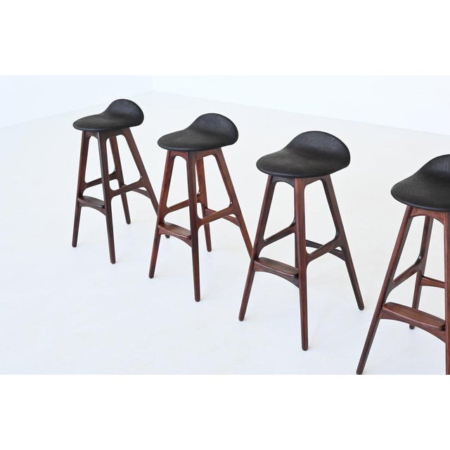 Black OD61 Bar Stools in Rosewood by Erik Buch for Oddense Mobler, Denmark, 1965, Set of 4 For Sale - Image 8 of 18