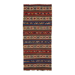Geometric Designed Vintage Turkish Kilim Wool Rug For Sale