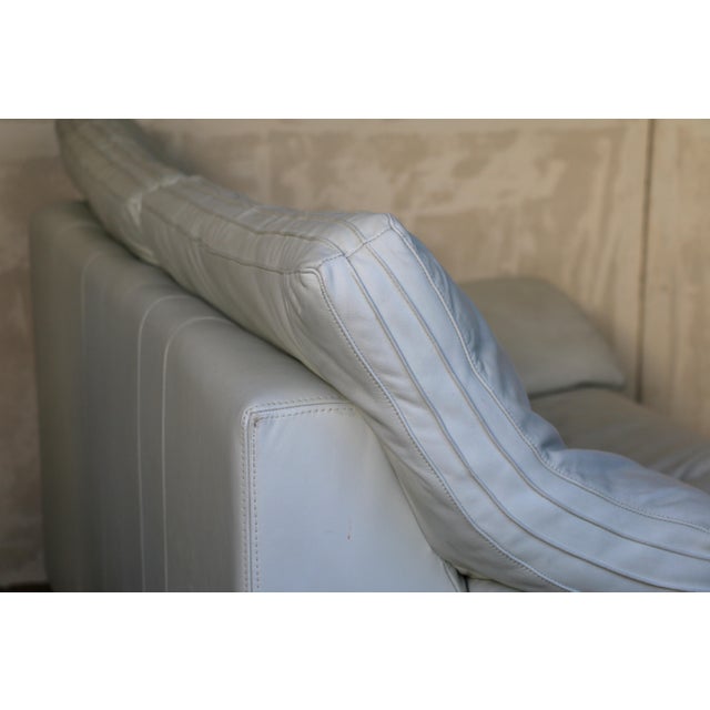 Italian Mid-Century Modern Leather Two-Seat Couch — Circa 1980s For Sale - Image 9 of 18