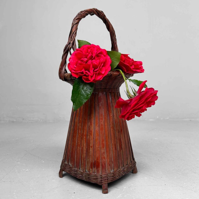 Mid-Century Modern Handwoven Ikebana Flower Basket, 1950s For Sale - Image 3 of 13