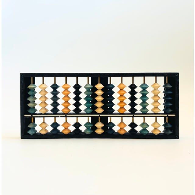Japanese Vintage Japanese Wood Abacus - Blue Stained Beads For Sale - Image 3 of 9