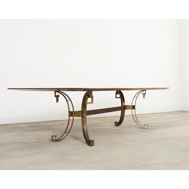 Mid-Century Modern Maison Ramsay Attributed Neoclassical Bronze Dining Table 10 Ft For Sale - Image 3 of 18