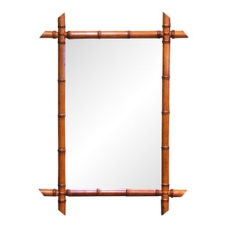 Early 20th Century French Faux Bamboo Walnut Wall Mirror For Sale