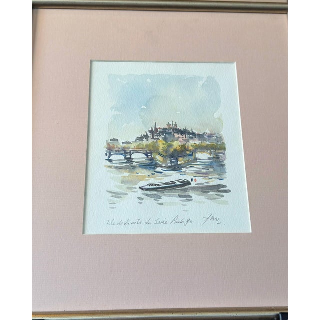 Robert Yan Original Watercolor "Ile De La Cite, Paris" 1990 - Signed For Sale - Image 10 of 12