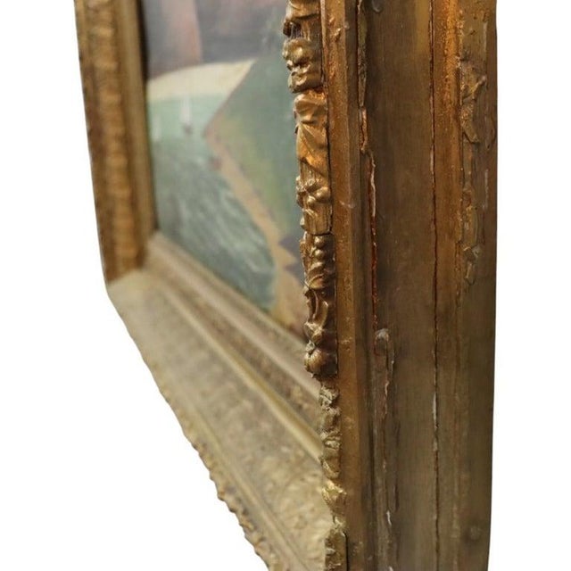 Hudson River School Primitive Folk Art Oil on Board Seascape Painting C1900 For Sale - Image 10 of 13