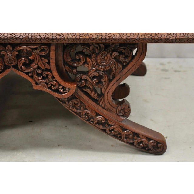 Vintage Chinoiserie Carved Teak Wood Howdah Elephant Saddle Accent Chair For Sale - Image 12 of 12